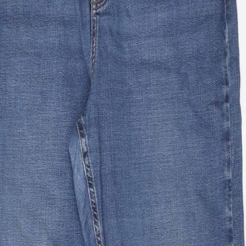 Marks and Spencer Womens Blue Cotton Straight Jeans Size 14 Regular Zip