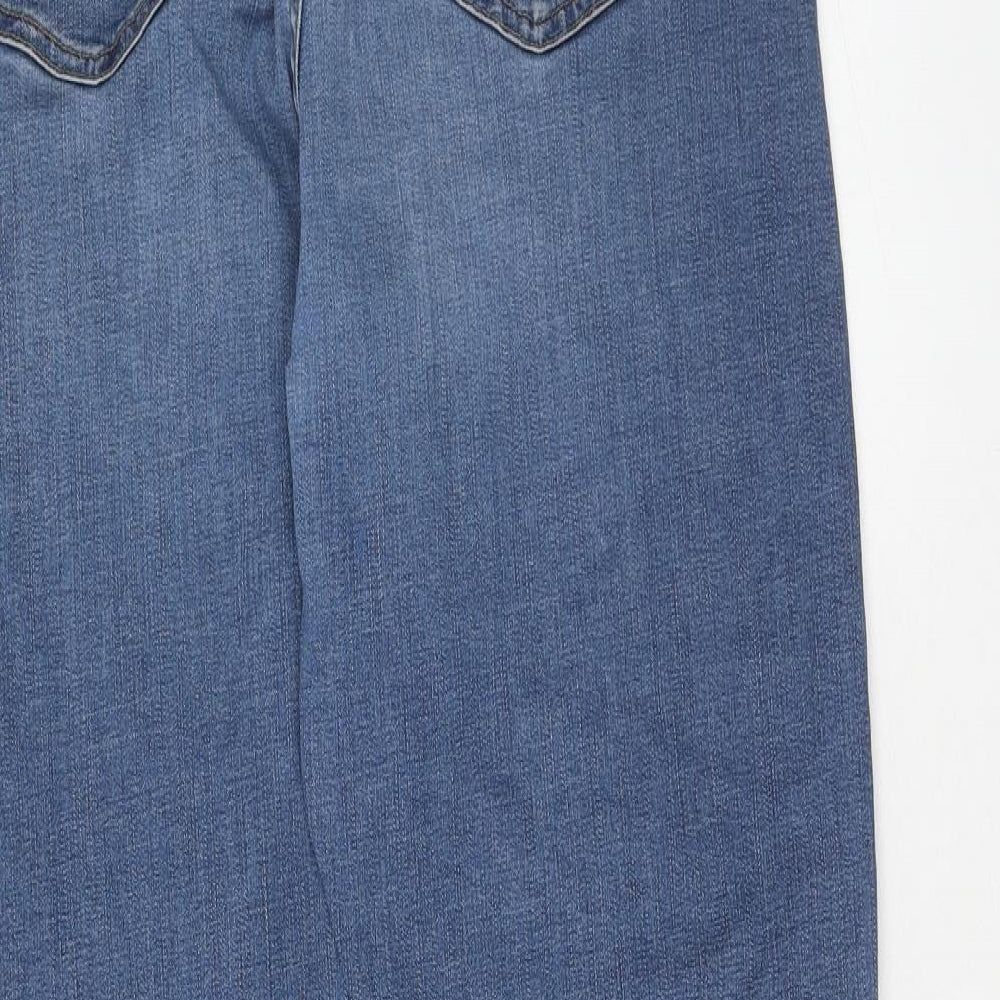 Marks and Spencer Womens Blue Cotton Straight Jeans Size 14 Regular Zip
