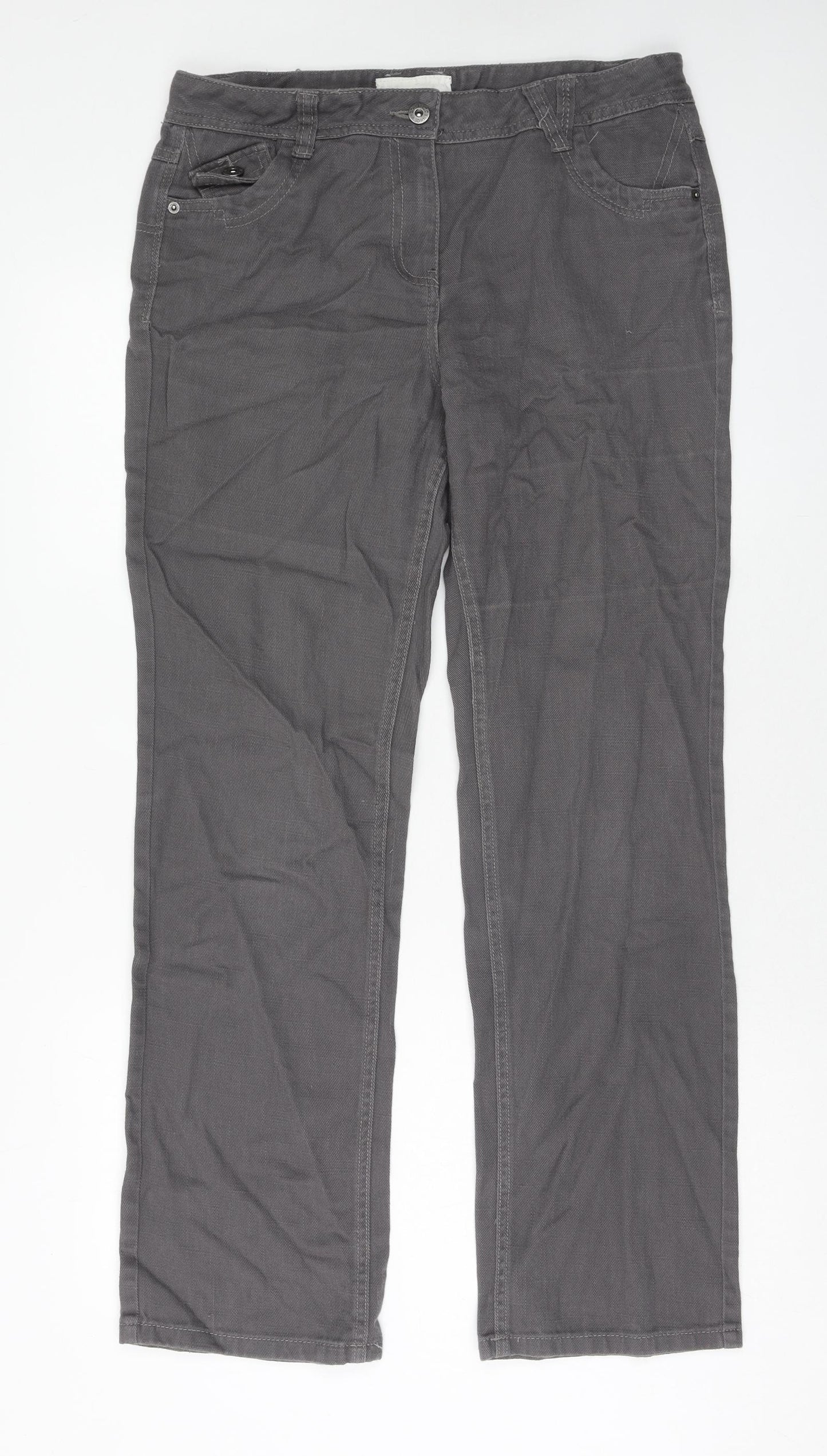 RJR.John Rocha Womens Brown Cotton Trousers Size 14 Regular Zip