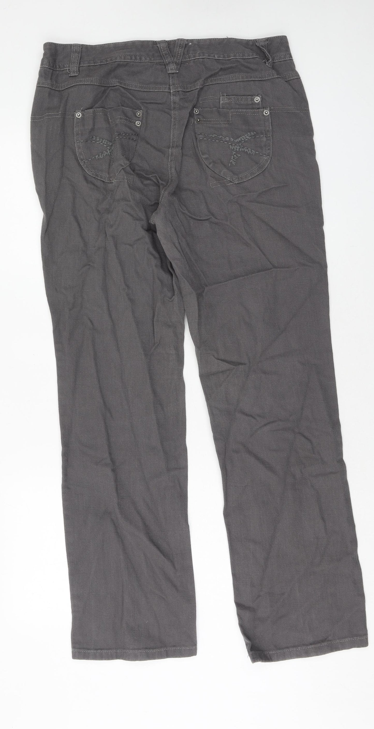 RJR.John Rocha Womens Brown Cotton Trousers Size 14 Regular Zip
