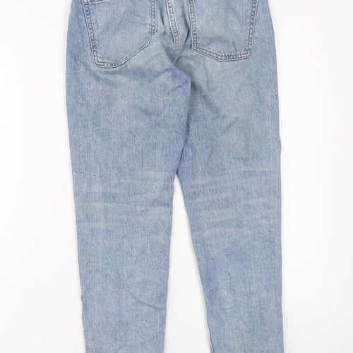 NEXT Womens Blue Cotton Straight Jeans Size 6 Regular Button - Distressed Hems