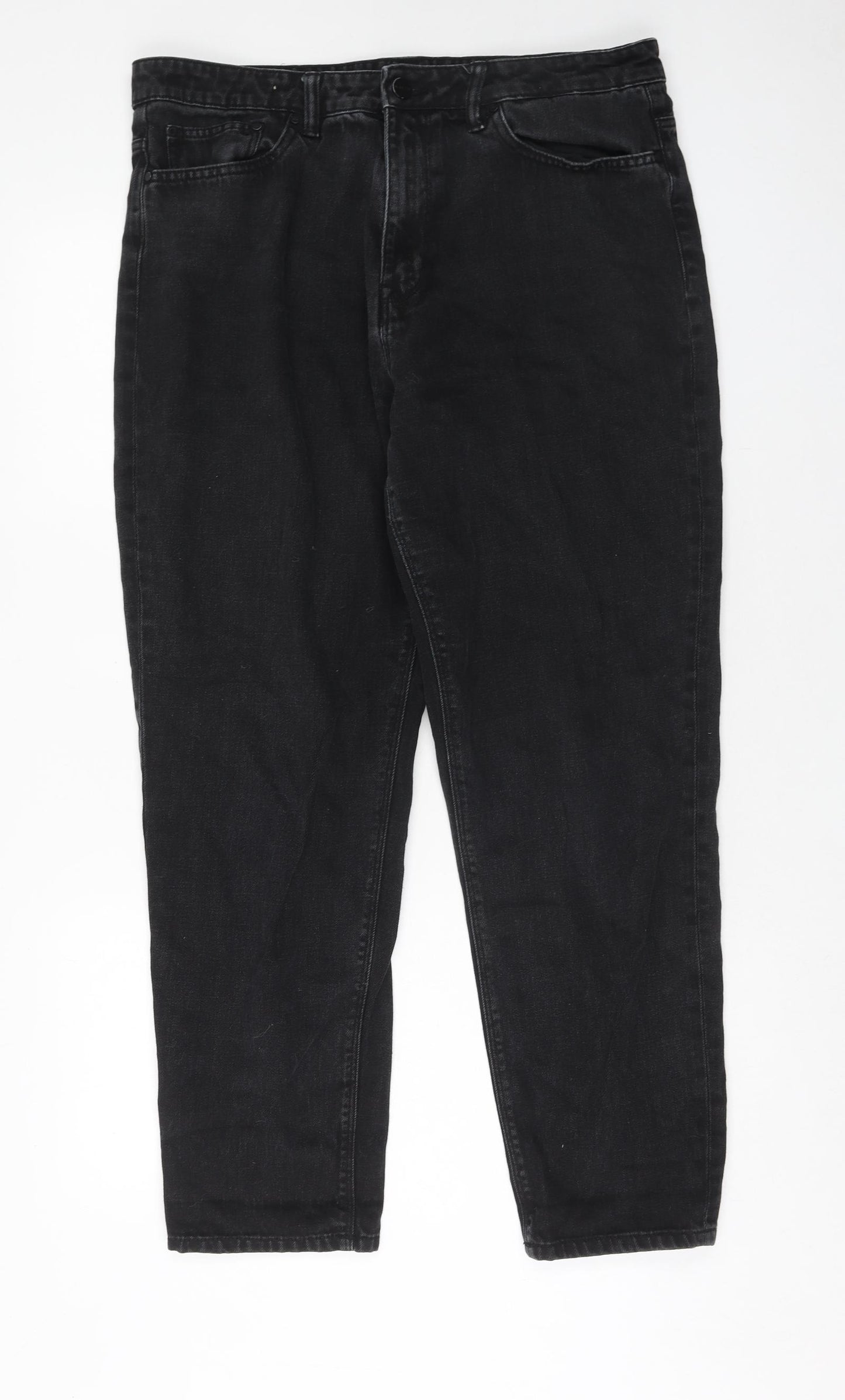 Waven Womens Black Cotton Mom Jeans Size 14 Regular Zip