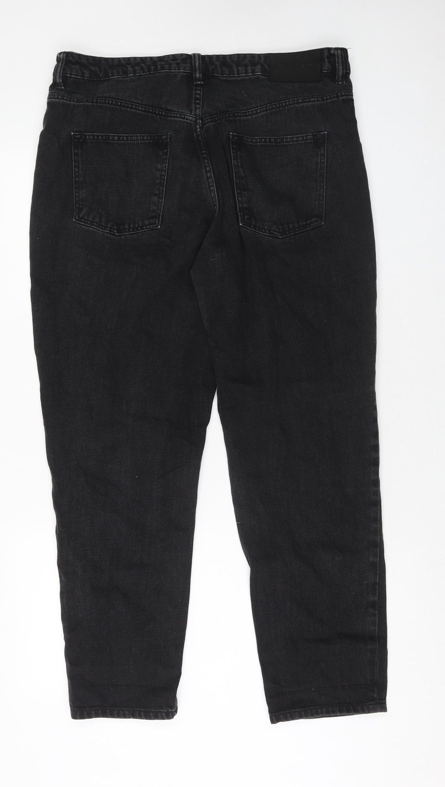 Waven Womens Black Cotton Mom Jeans Size 14 Regular Zip