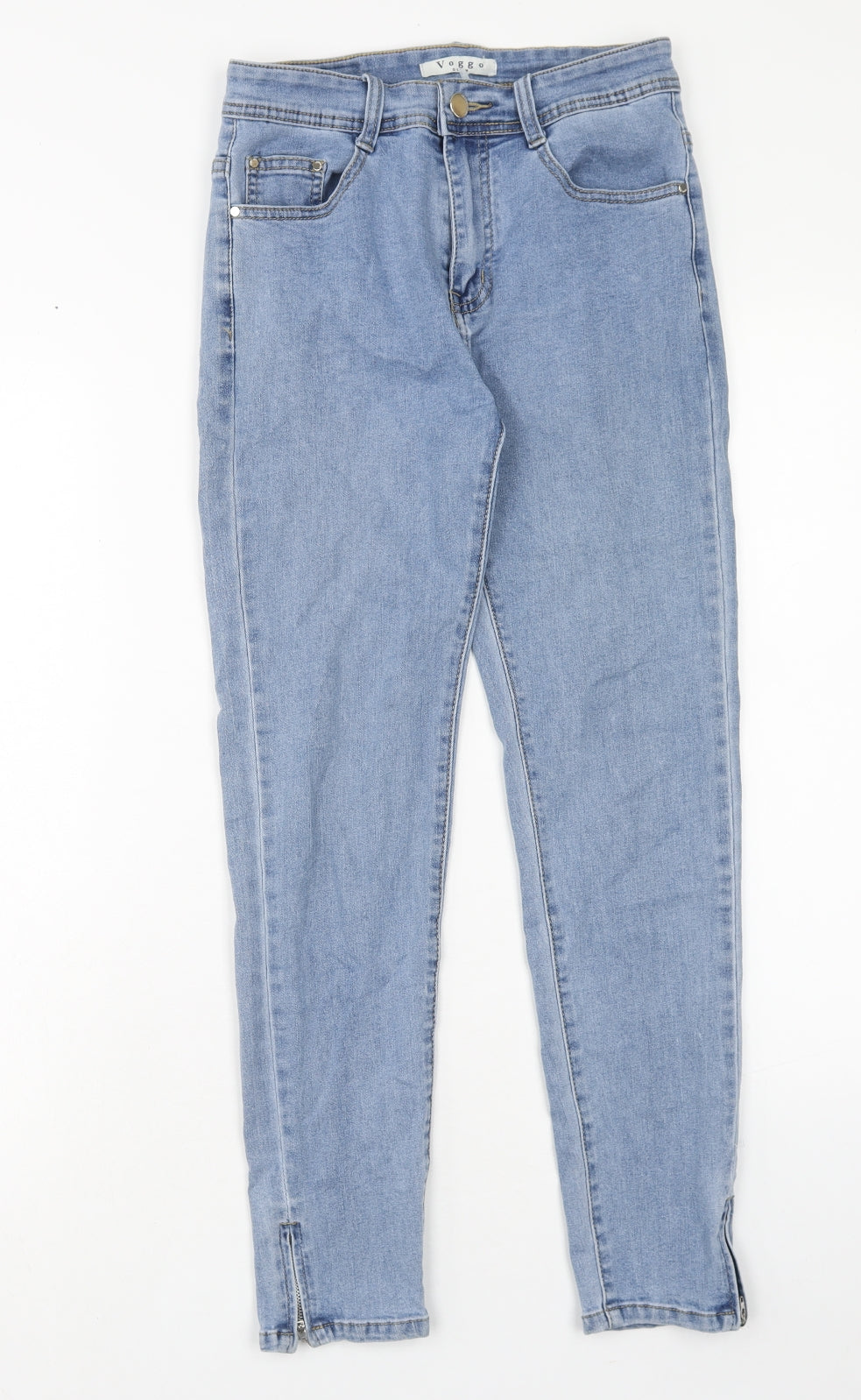 Voggo Womens Blue Cotton Skinny Jeans Size 8 Regular Zip