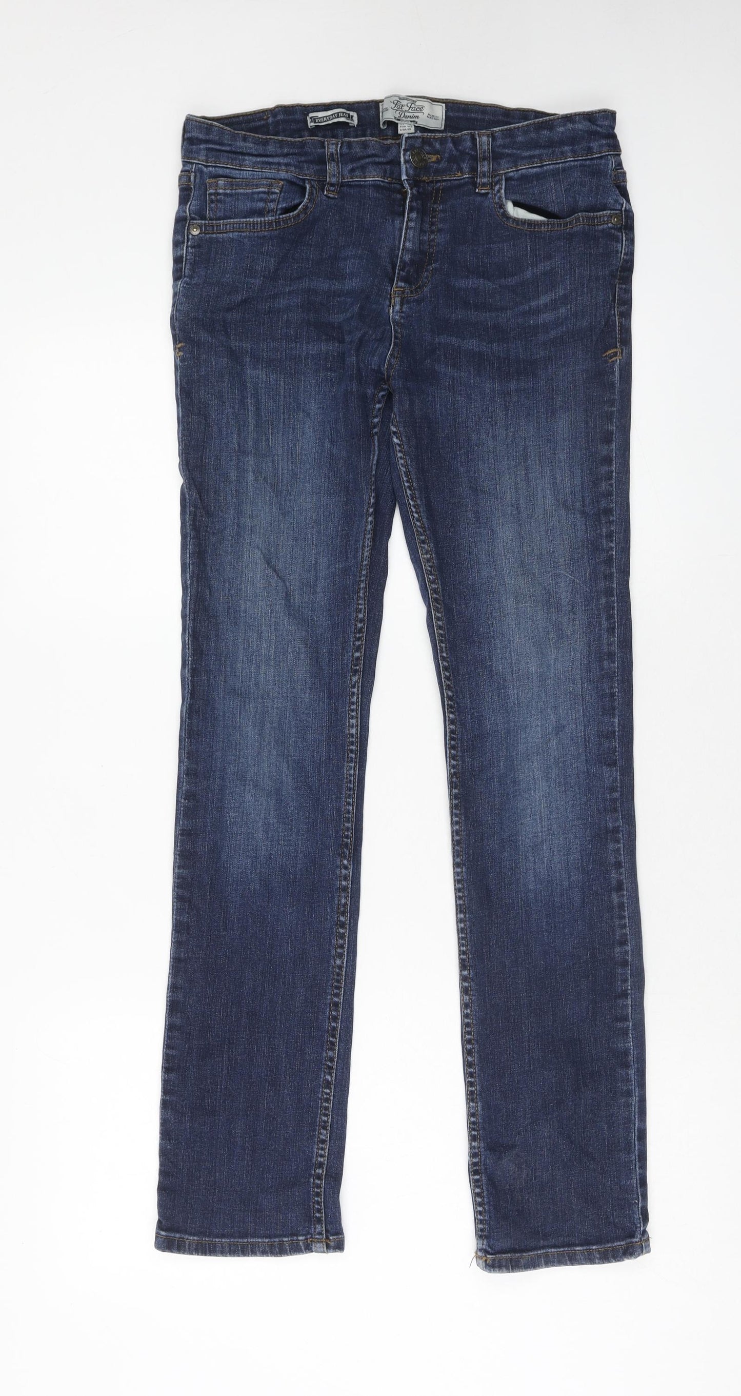 Fat Face Womens Blue Cotton Skinny Jeans Size 10 Regular Zip