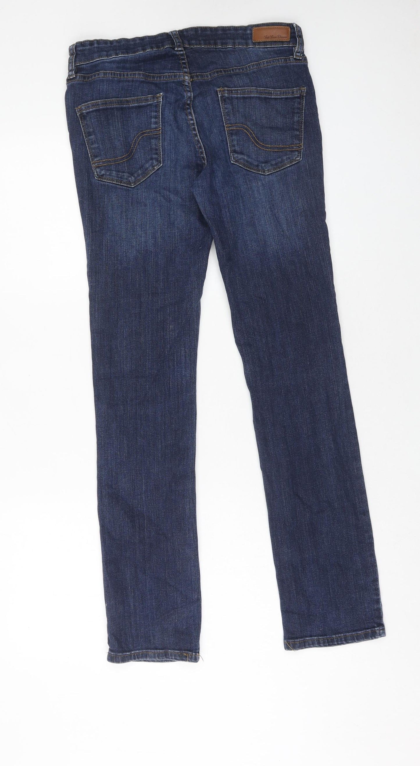 Fat Face Womens Blue Cotton Skinny Jeans Size 10 Regular Zip
