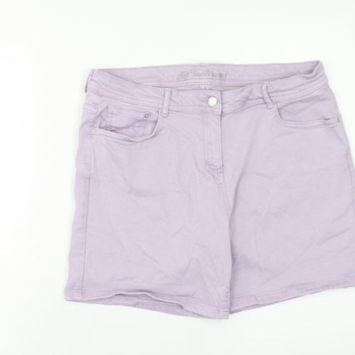 Preworn Womens Purple Cotton Basic Shorts Size 32 in Regular Zip
