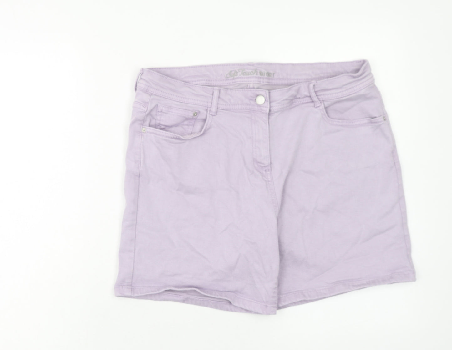 Preworn Womens Purple Cotton Basic Shorts Size 32 in Regular Zip