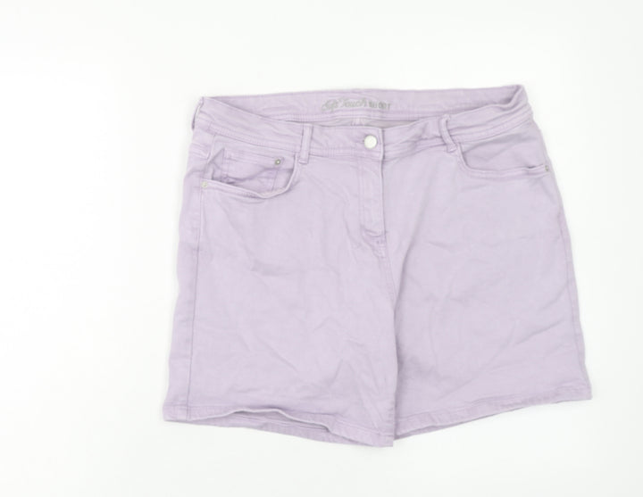 Preworn Womens Purple Cotton Basic Shorts Size 32 in Regular Zip