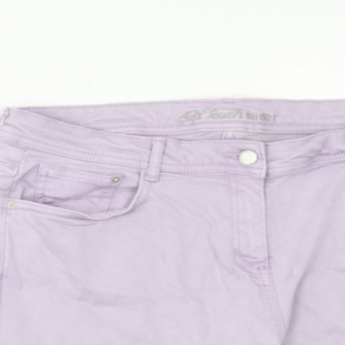 Preworn Womens Purple Cotton Basic Shorts Size 32 in Regular Zip