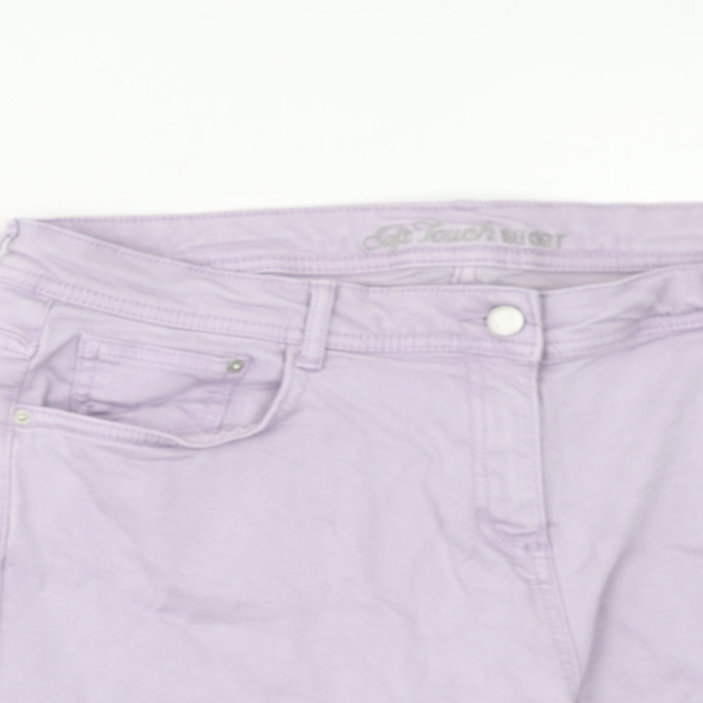 Preworn Womens Purple Cotton Basic Shorts Size 32 in Regular Zip
