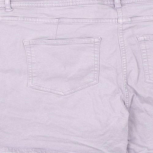 Preworn Womens Purple Cotton Basic Shorts Size 32 in Regular Zip