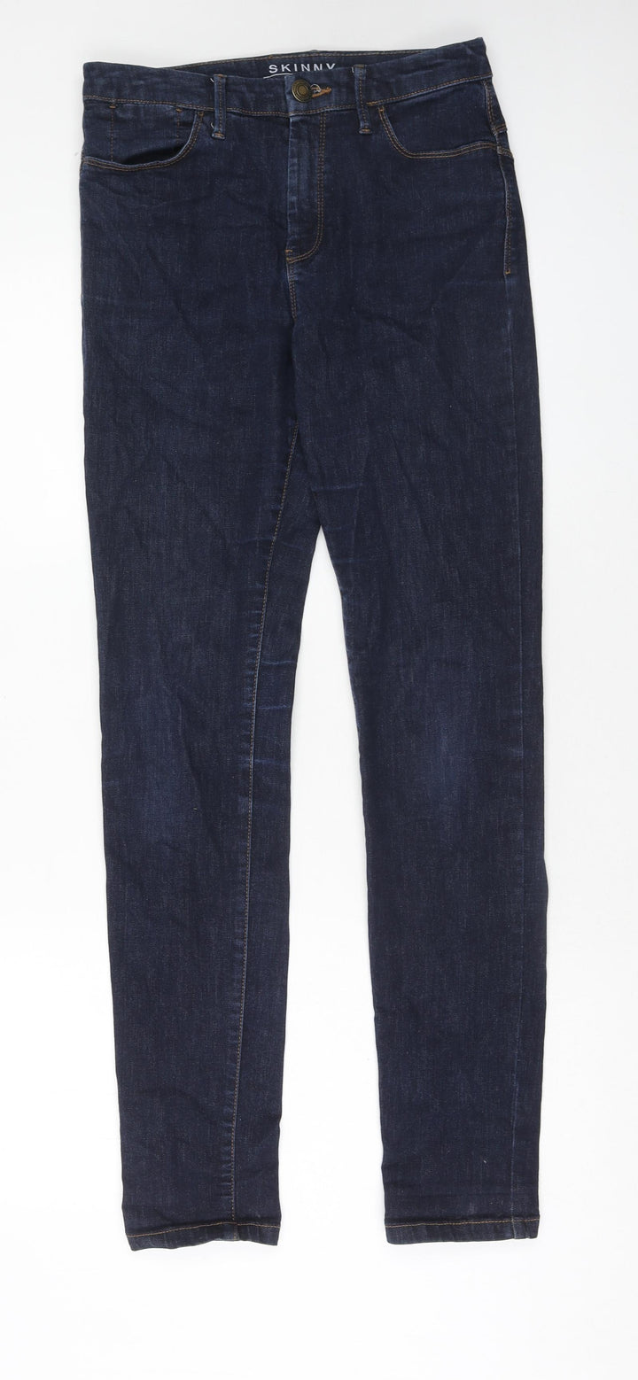 Marks and Spencer Womens Blue Cotton Skinny Jeans Size 10 Regular Zip