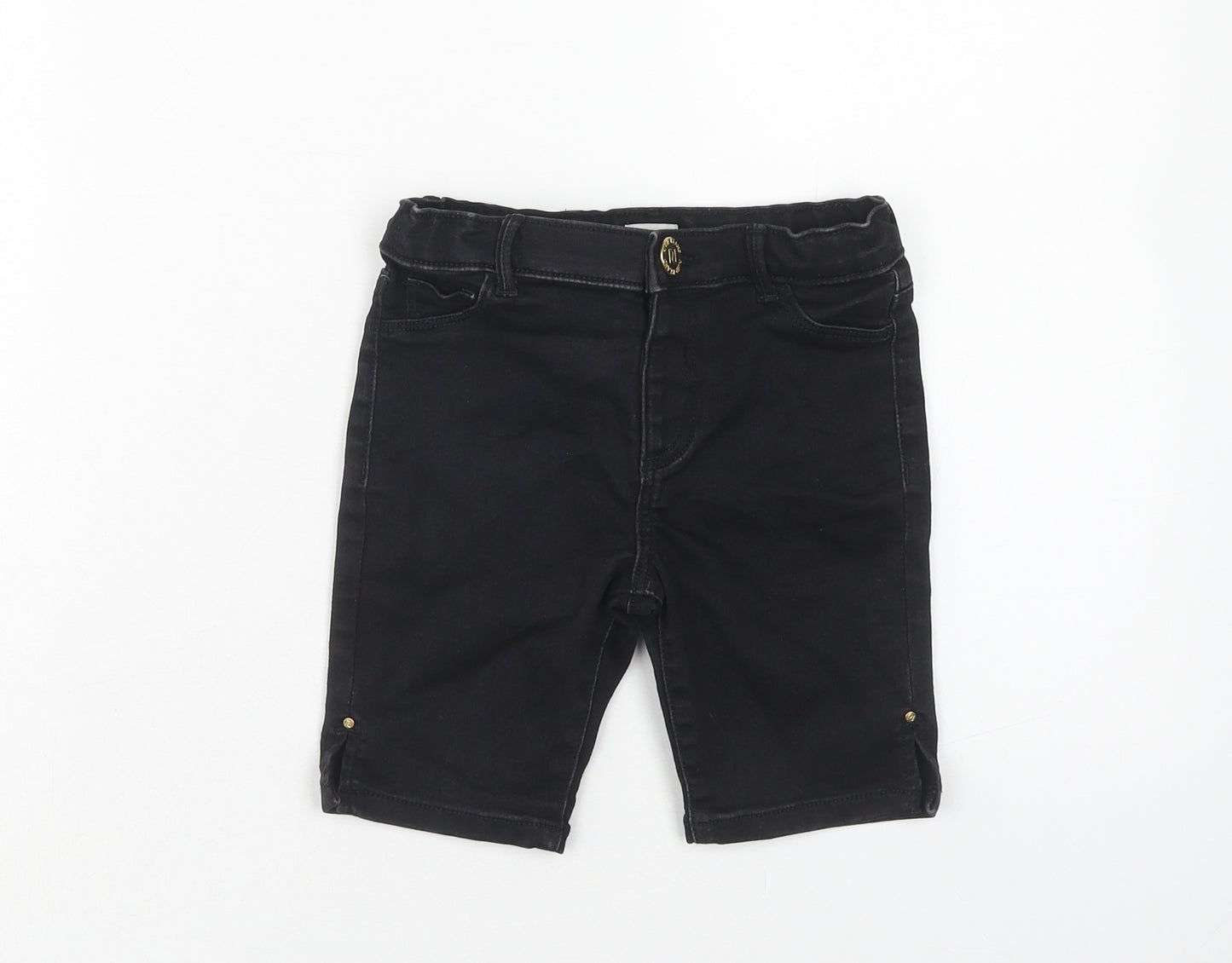 River Island Boys Black Cotton Bermuda Shorts Size 5-6 Years Regular Zip