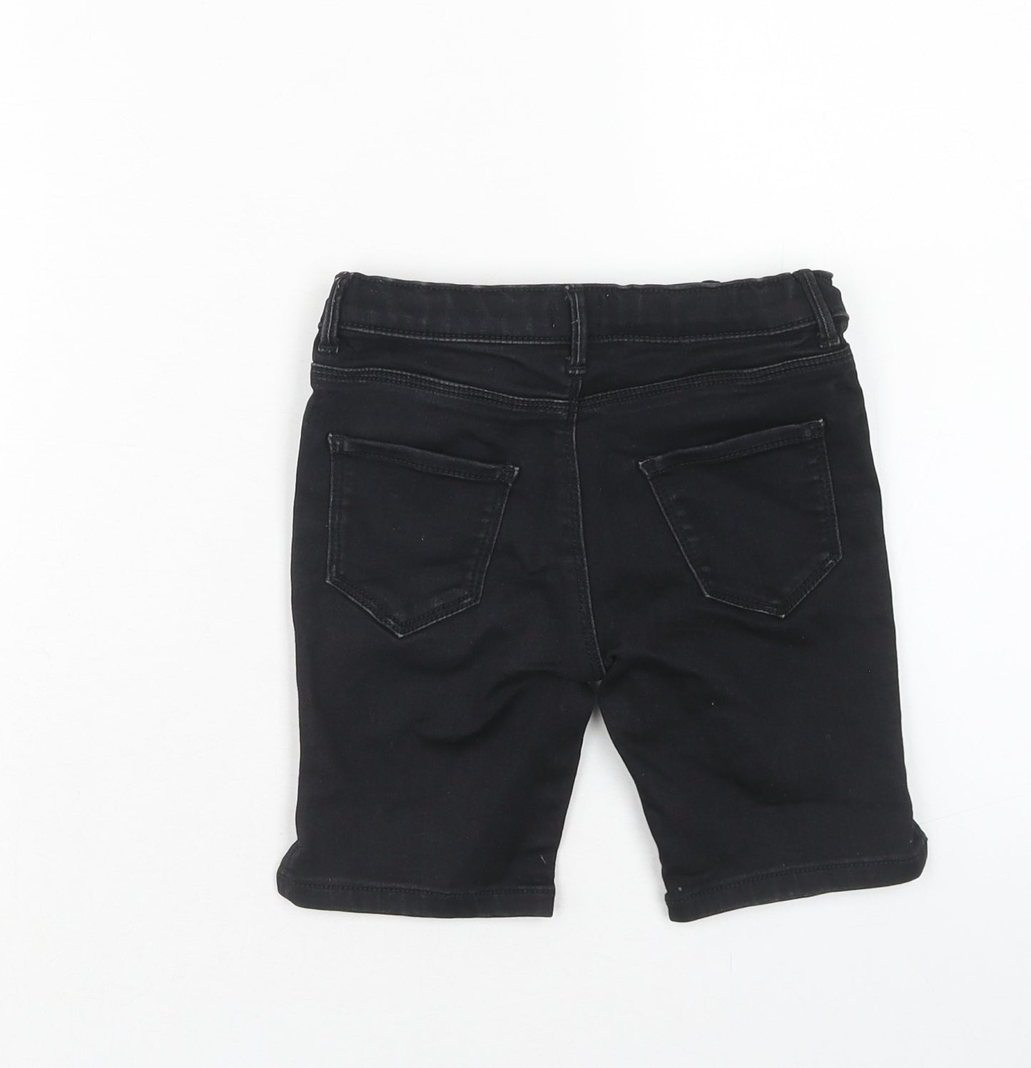 River Island Boys Black Cotton Bermuda Shorts Size 5-6 Years Regular Zip