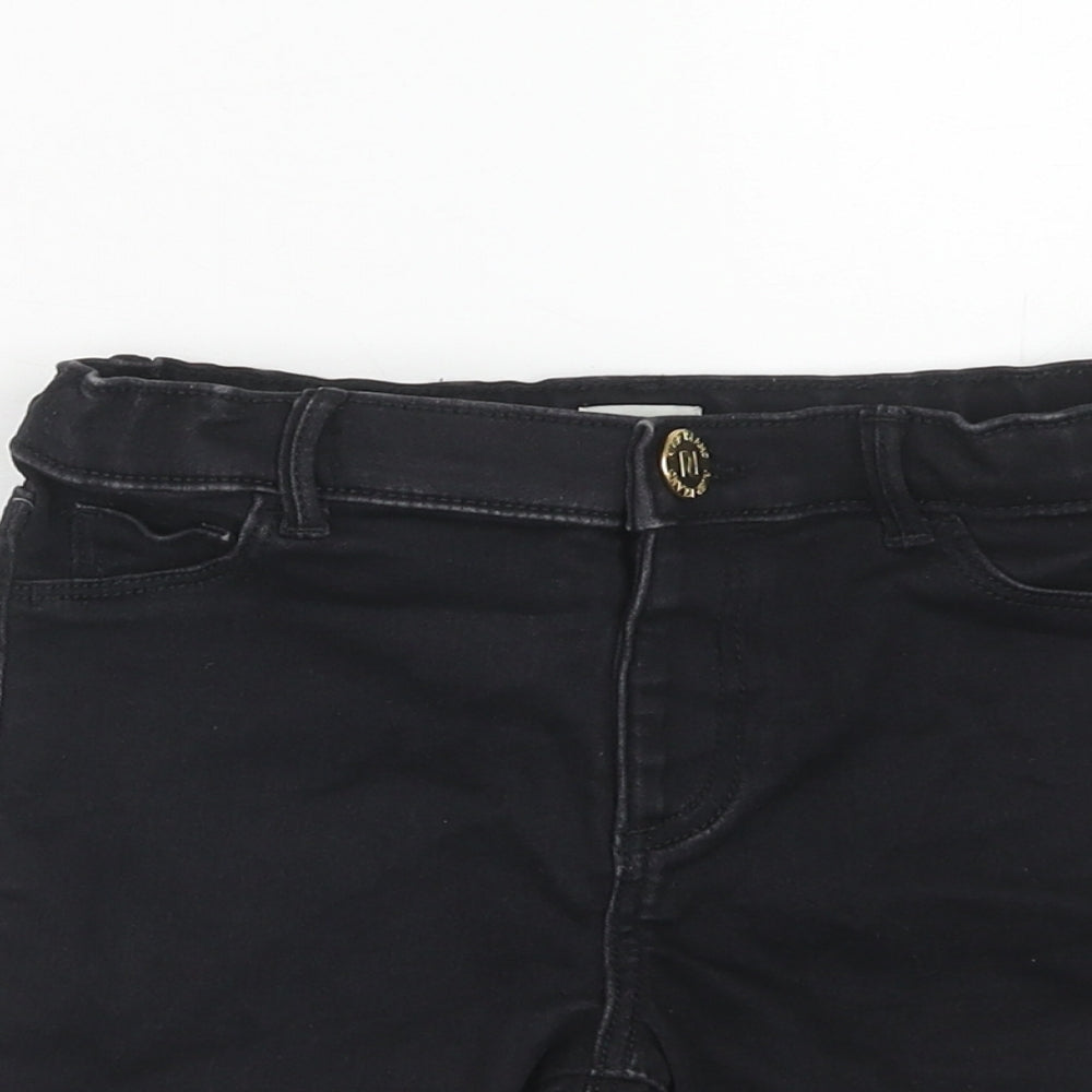 River Island Boys Black Cotton Bermuda Shorts Size 5-6 Years Regular Zip