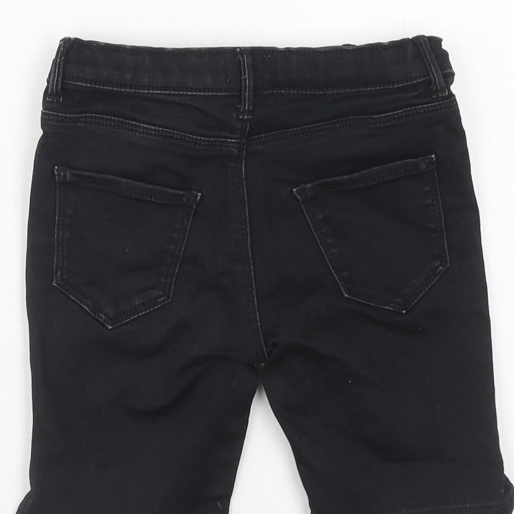 River Island Boys Black Cotton Bermuda Shorts Size 5-6 Years Regular Zip