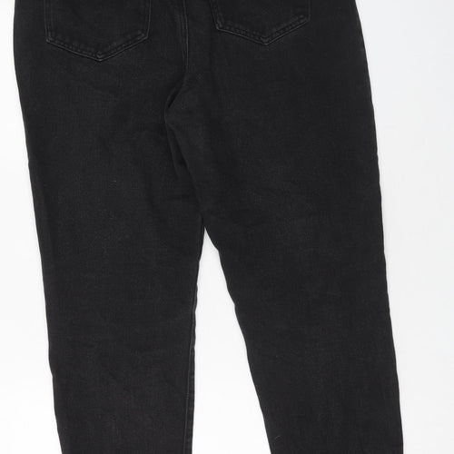 Boohoo Womens Black Cotton Mom Jeans Size 14 Regular Zip
