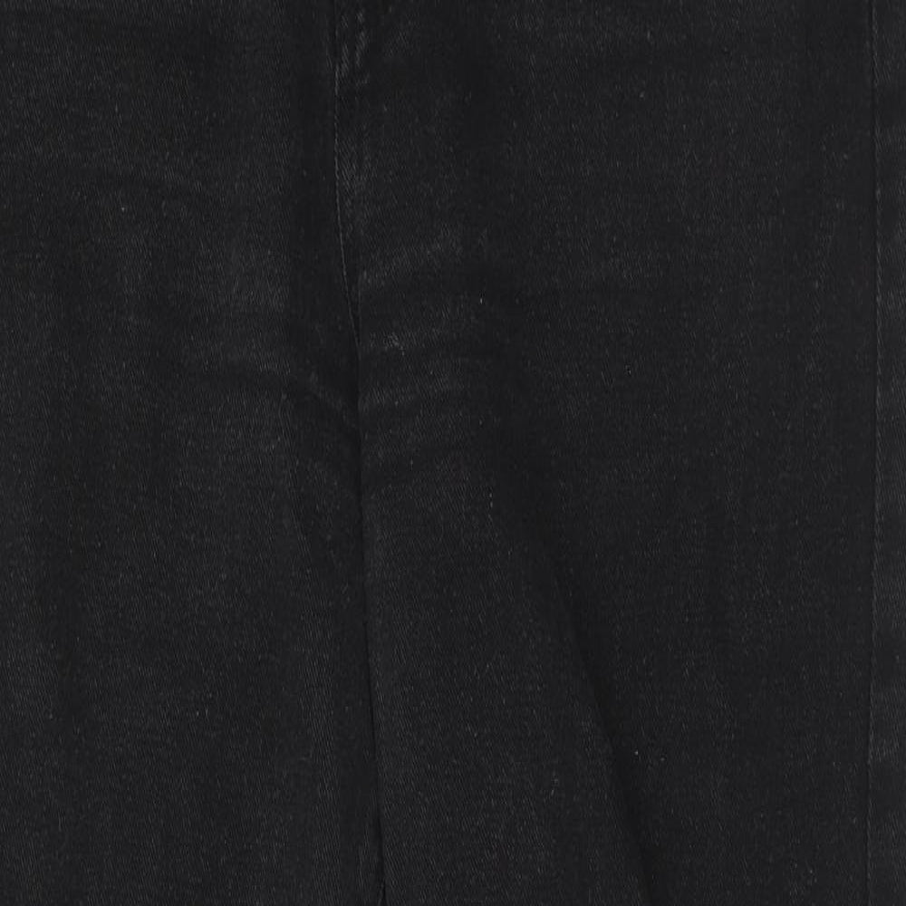 Boohoo Womens Black Cotton Mom Jeans Size 14 Regular Zip