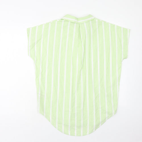 NEXT Womens Green Striped Cotton Basic Button-Up Size S Collared