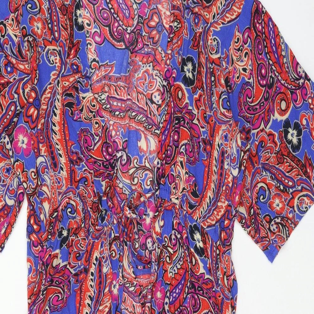 NEXT Womens Multicoloured Paisley Viscose Kimono Blouse Size 8 V-Neck - Angel Sleeve