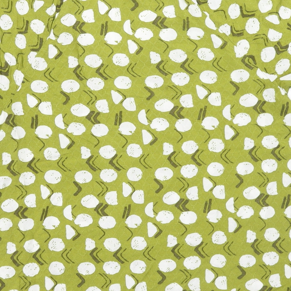 White Stuff Womens Green Geometric Viscose Basic T-Shirt Size 8 V-Neck