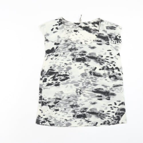 IRO Womens White Animal Print Polyester Basic T-Shirt Size S Scoop Neck - Leopard Print