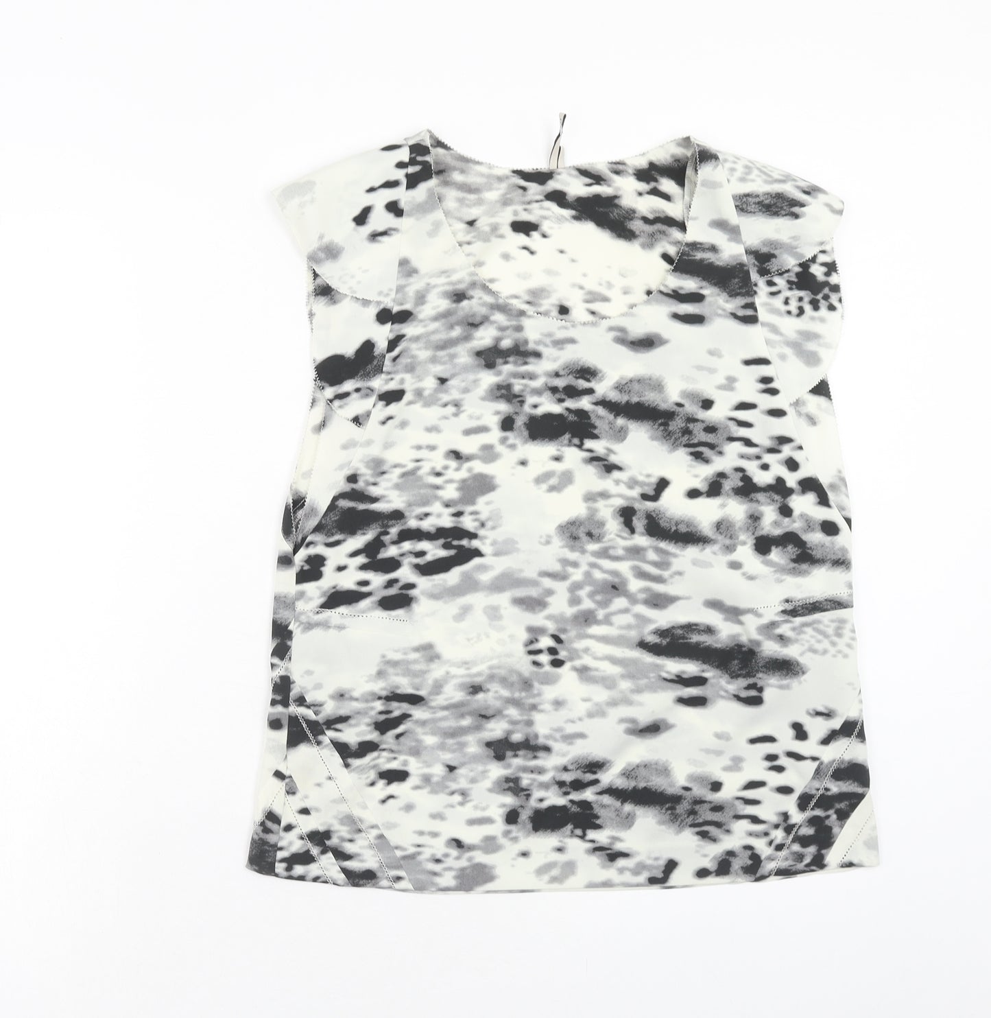 IRO Womens White Animal Print Polyester Basic T-Shirt Size S Scoop Neck - Leopard Print
