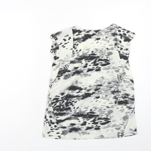 IRO Womens White Animal Print Polyester Basic T-Shirt Size S Scoop Neck - Leopard Print