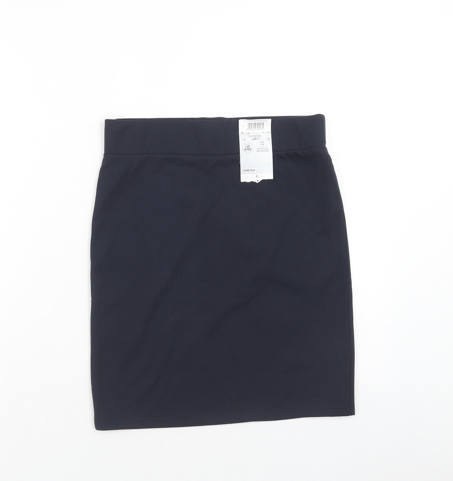 George Womens Blue Polyester Straight & Pencil Skirt Size 8
