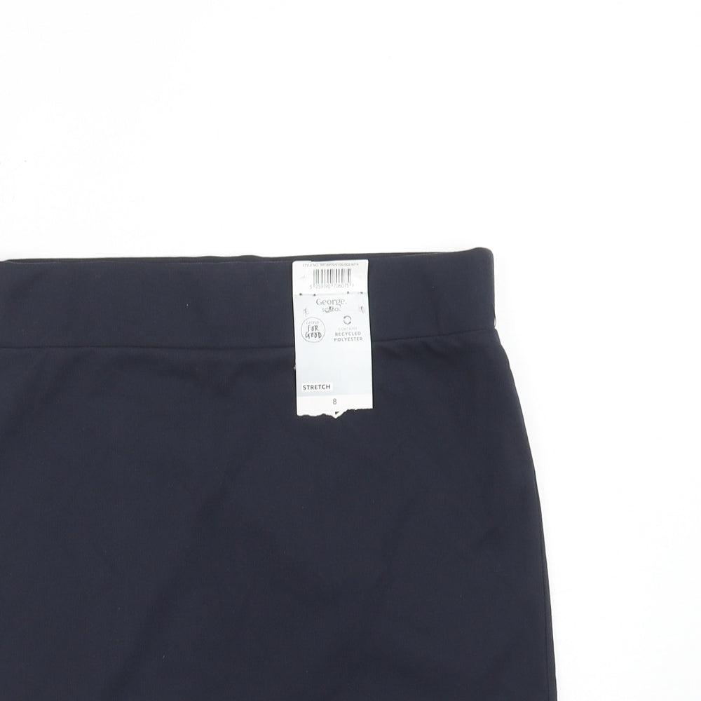 George Womens Blue Polyester Straight & Pencil Skirt Size 8