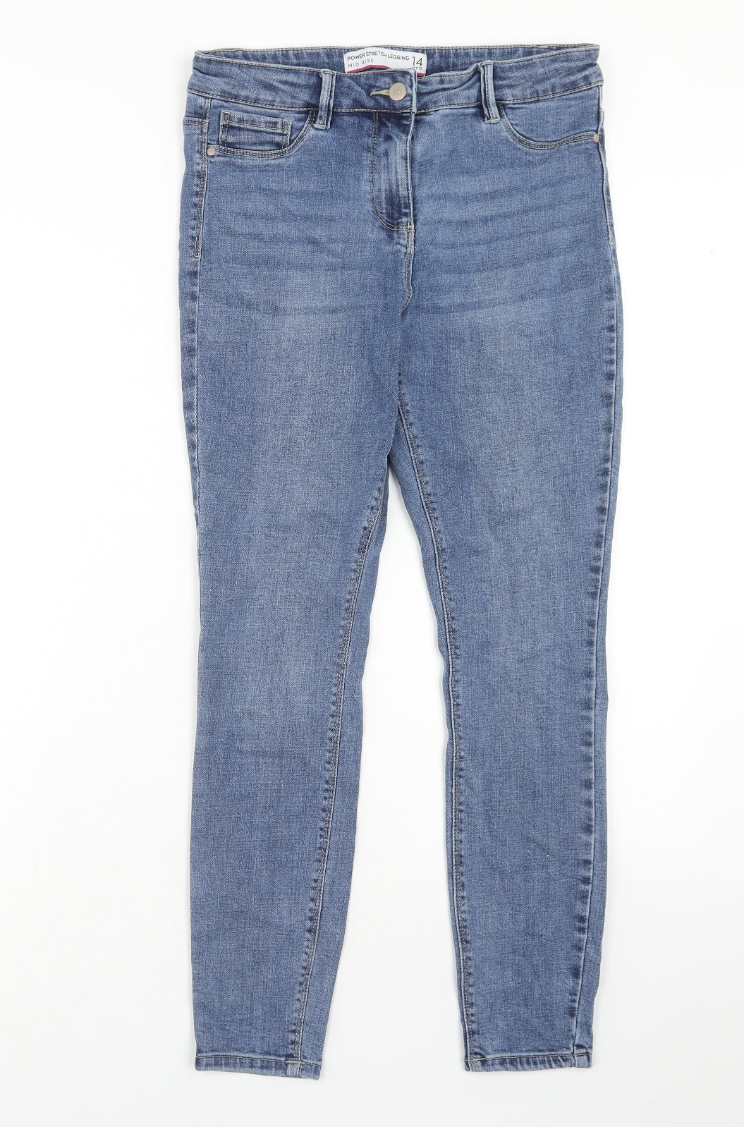 NEXT Womens Blue Cotton Skinny Jeans Size 14 Regular Zip