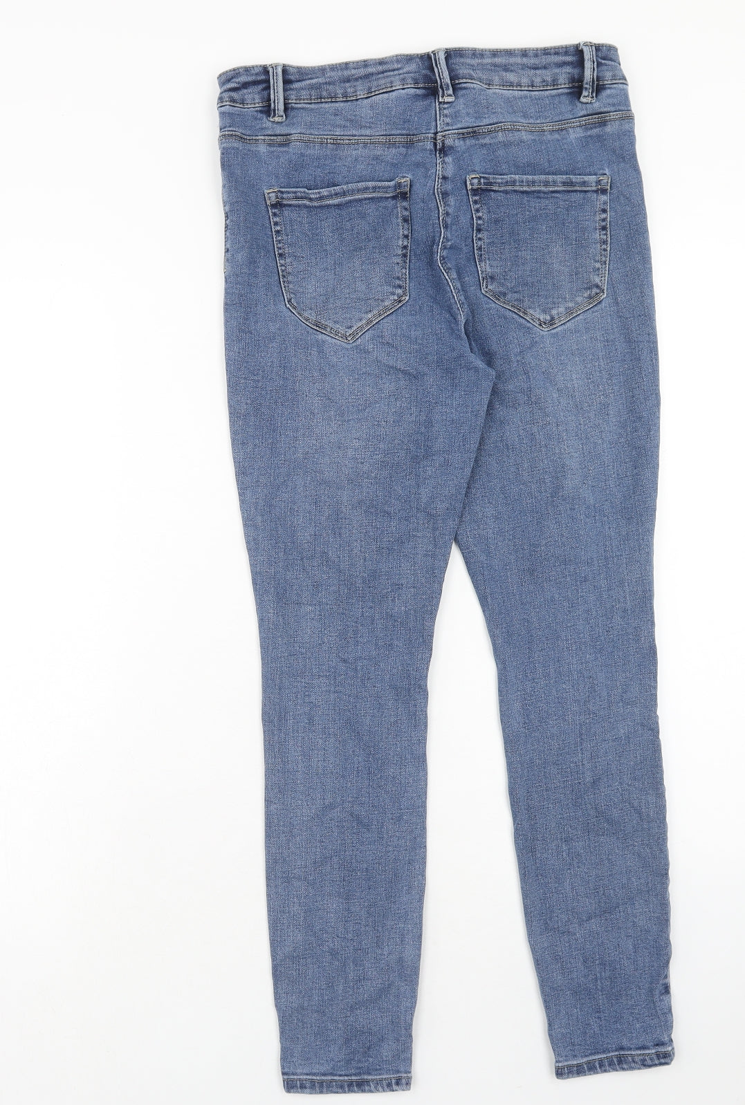NEXT Womens Blue Cotton Skinny Jeans Size 14 Regular Zip