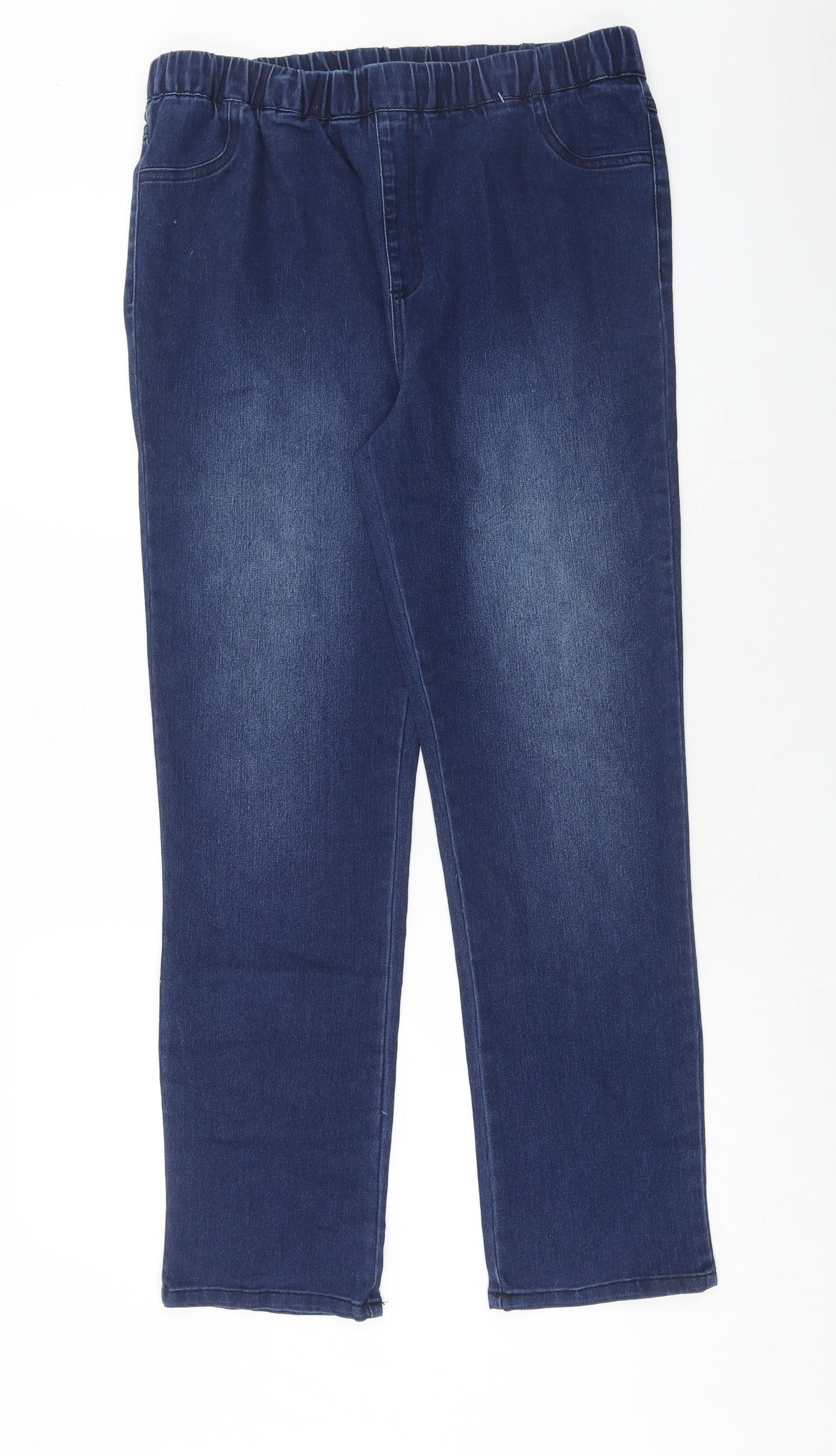 Classic Womens Blue Cotton Straight Jeans Size 14 Regular