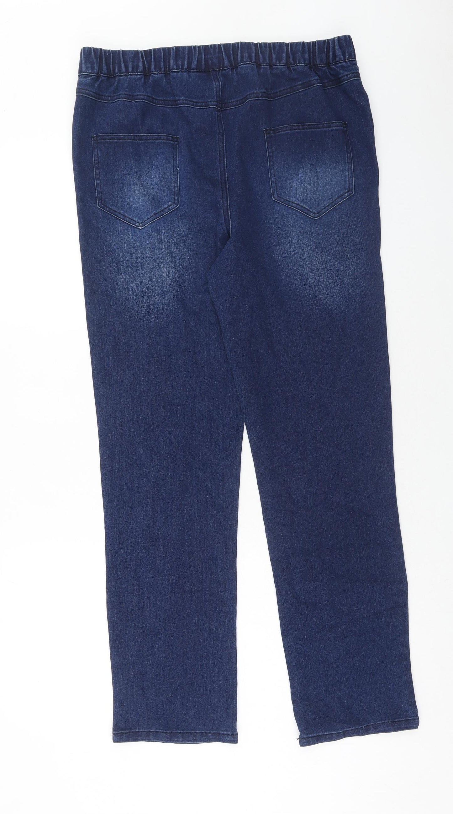 Classic Womens Blue Cotton Straight Jeans Size 14 Regular