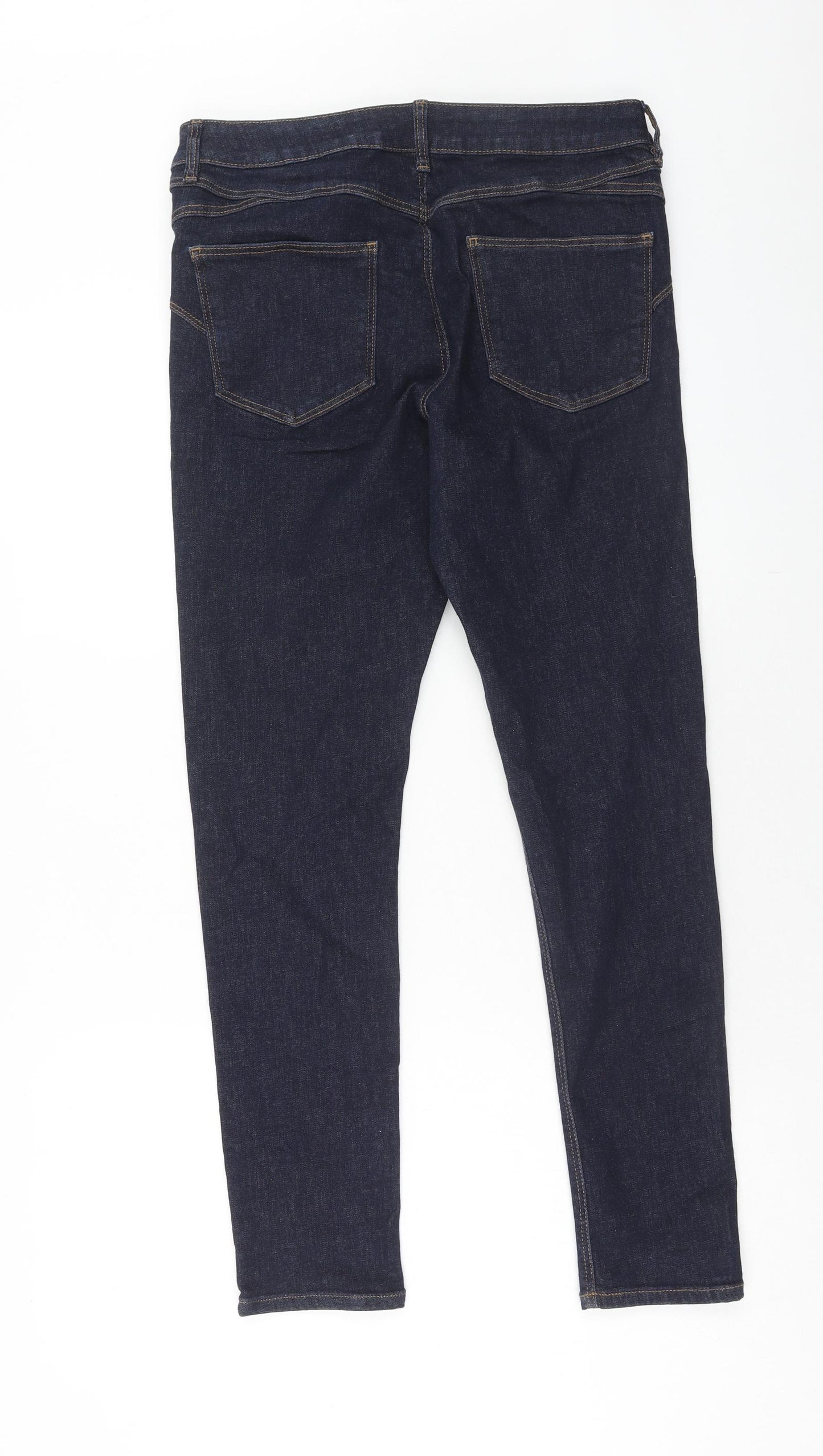 Marks and Spencer Womens Blue Cotton Skinny Jeans Size 12 Regular Zip