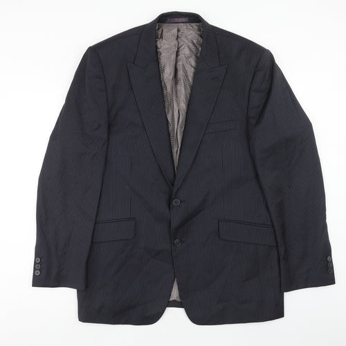 Marks and Spencer Mens Blue Striped Wool Jacket Suit Jacket Size 44 Regular