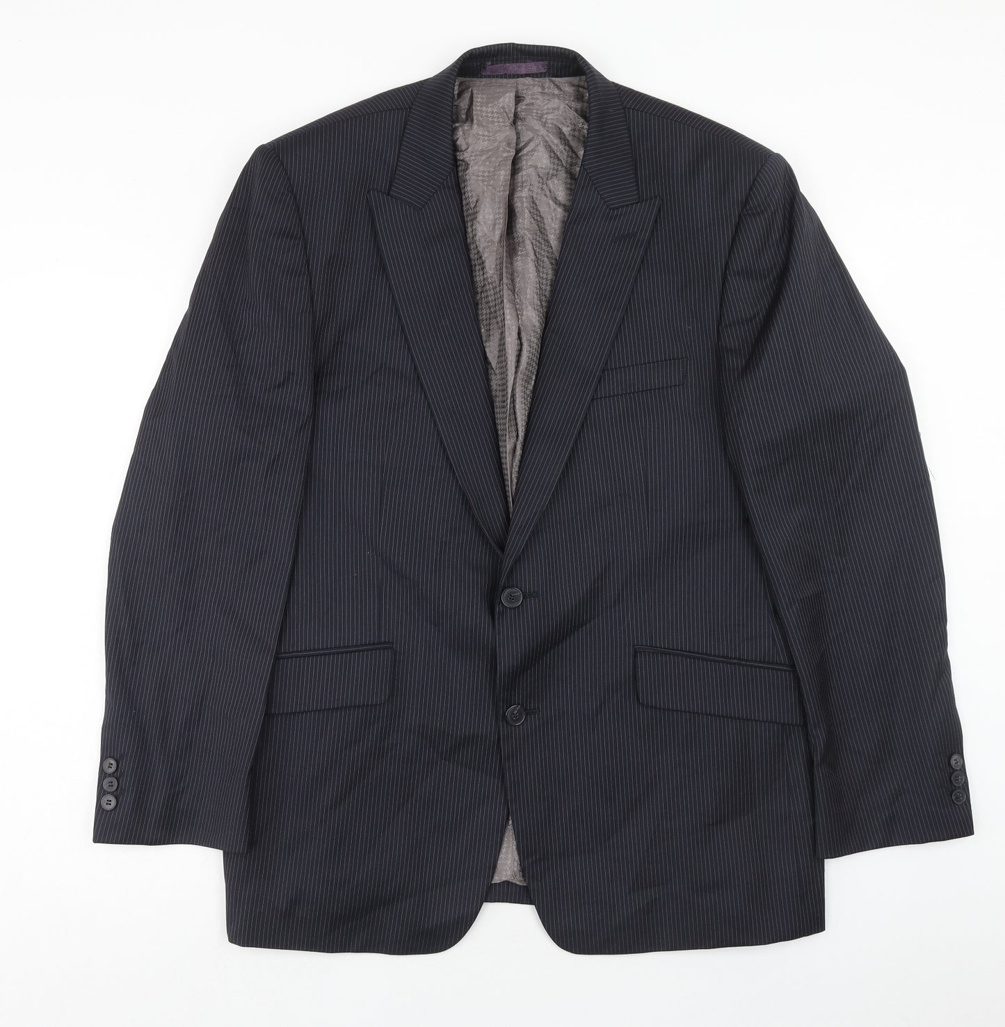 Marks and Spencer Mens Blue Striped Wool Jacket Suit Jacket Size 44 Regular