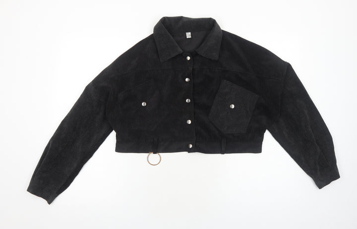 Classic Fashion Womens Black Jacket Size S Snap