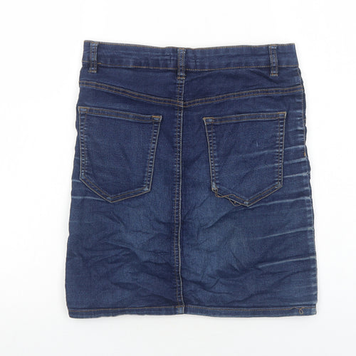 Cotton On Womens Blue Cotton Mini Skirt Size S Button