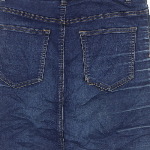 Cotton On Womens Blue Cotton Mini Skirt Size S Button