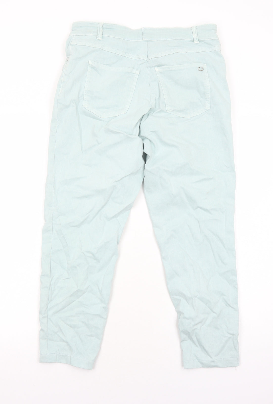 Preworn Womens Green Cotton Straight Jeans Size 14 Regular Zip