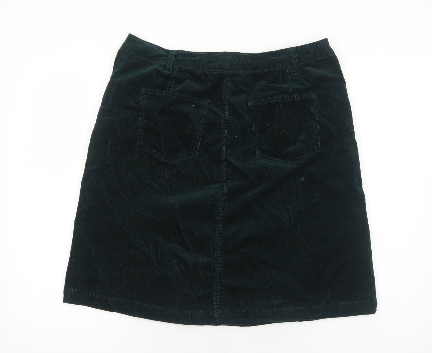 M&Co Womens Green Cotton A-Line Skirt Size 14 Zip