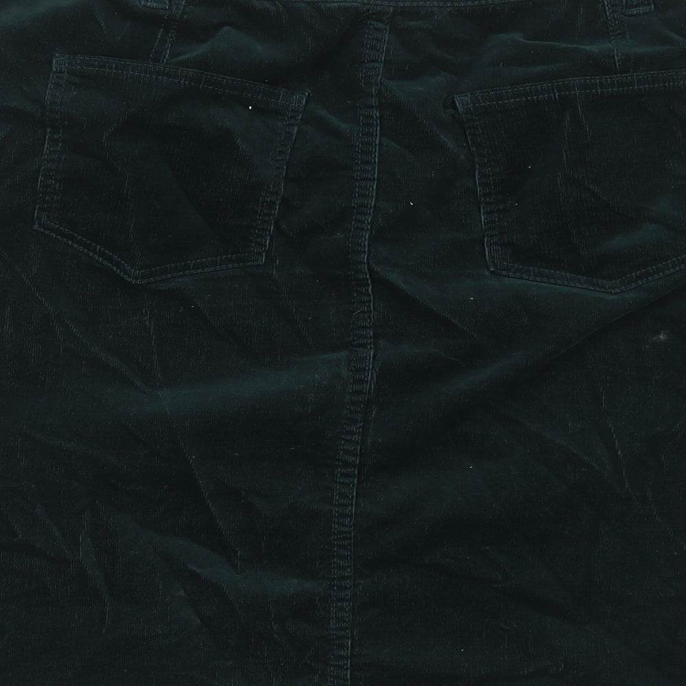 M&Co Womens Green Cotton A-Line Skirt Size 14 Zip