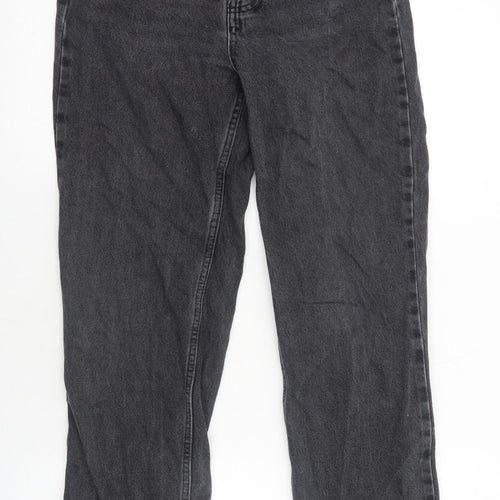 Topshop Womens Black Cotton Straight Jeans Size 10 L30 in Regular Button