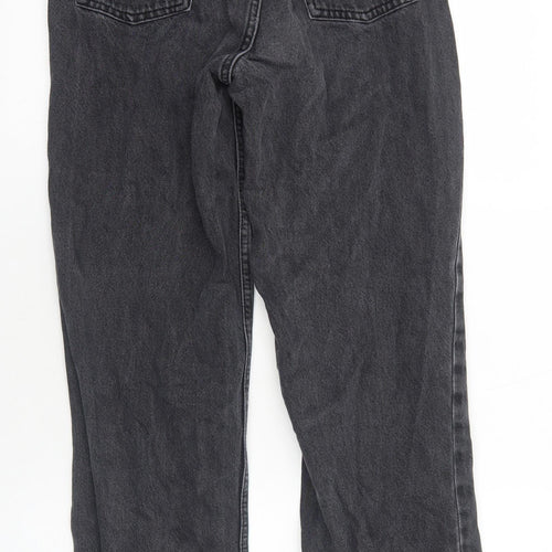Topshop Womens Black Cotton Straight Jeans Size 10 L30 in Regular Button