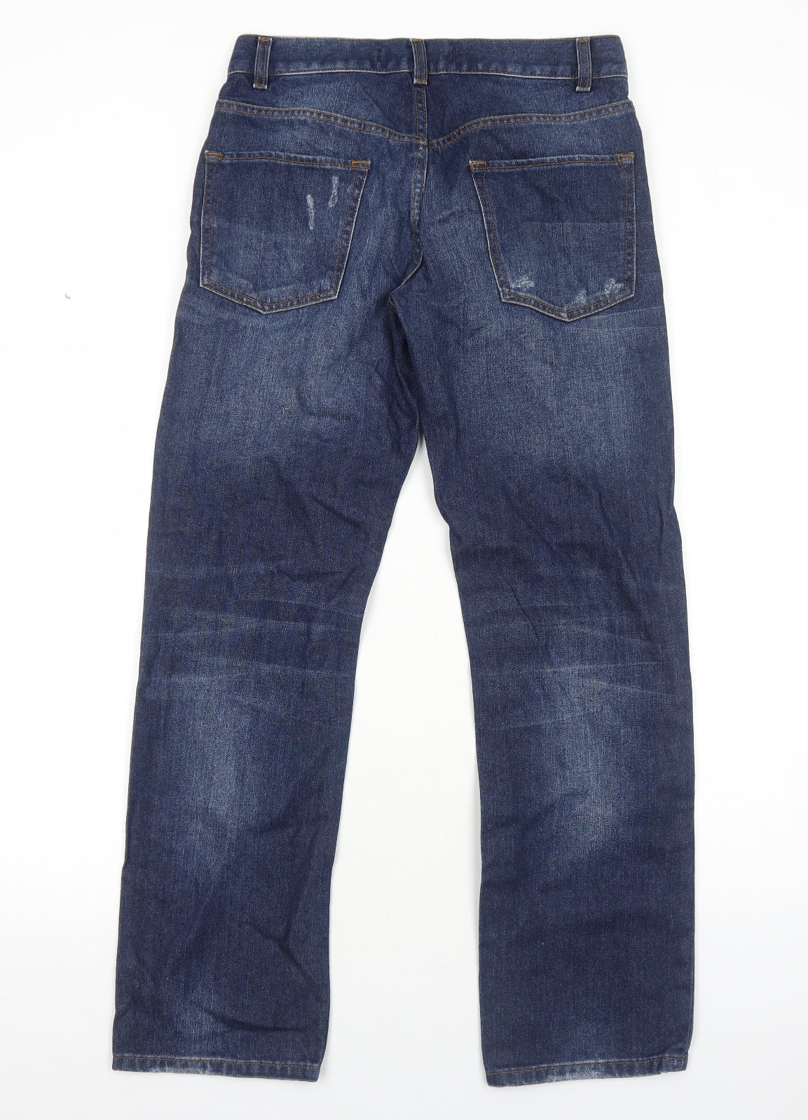 Topman Mens Blue Cotton Straight Jeans Size S Regular Button