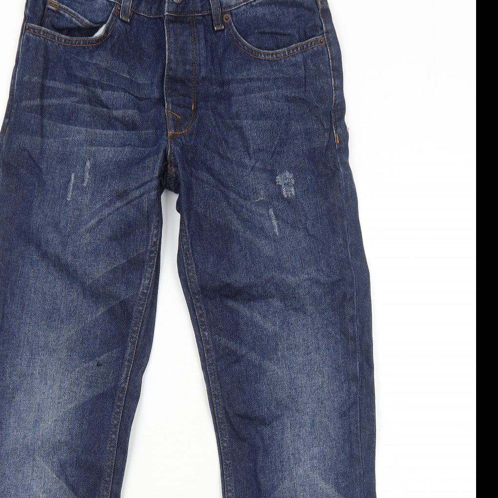 Topman Mens Blue Cotton Straight Jeans Size S Regular Button