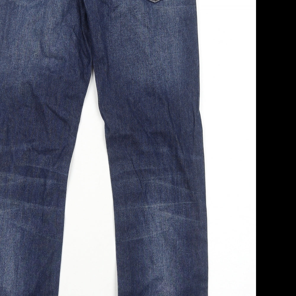 Topman Mens Blue Cotton Straight Jeans Size S Regular Button