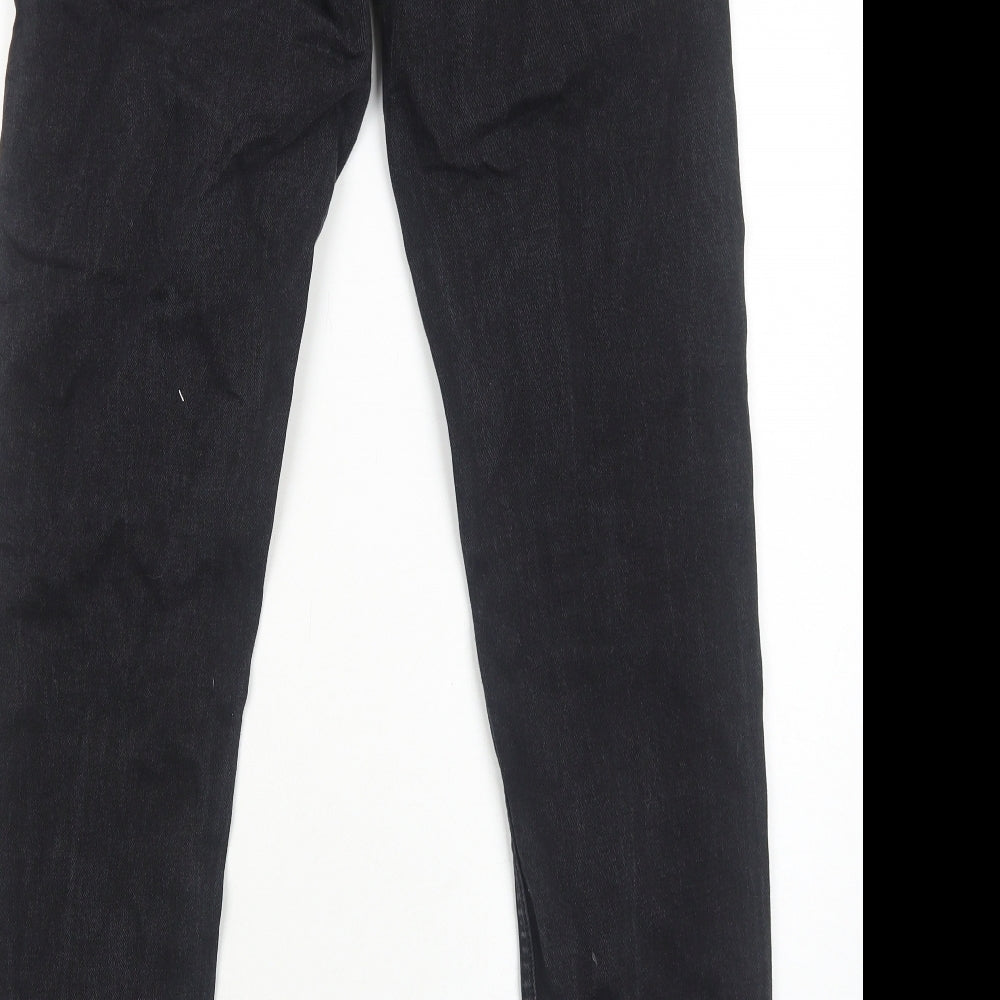 Zara Womens Black Cotton Skinny Jeans Size 14 Regular Zip